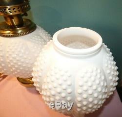 Vintage Fenton Milk Glass Hobnail Gone With The Wind Double Ball Lamp GWTW