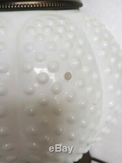 Vintage Fenton Milk Glass Hobnail Gone With The Wind Double Ball Lamp GWTW 3 WAY