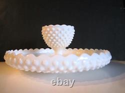 Vintage Fenton Milk Glass Hobnail Scarce Chip and Dip Set