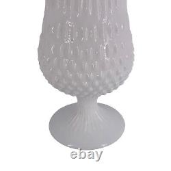 Vintage Fenton Milk Glass Hobnail Swung Stretch Vase, tall 21.5 in