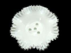 Vintage Fenton Milk Glass Ruffled Silver Crest 4 Horn Epergne Centerpiece Bowl