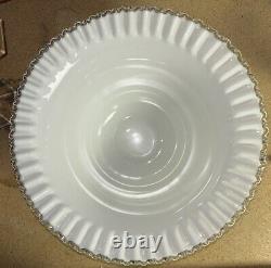 Vintage Fenton Milk Glass Silver Crest RARE HTF 15 X 7.5 Punch Bowl SEE PHOTO