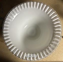 Vintage Fenton Milk Glass Silver Crest RARE HTF 15 X 7.5 Punch Bowl SEE PHOTO