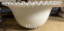 Vintage Fenton Milk Glass Silver Crest RARE HTF 15 X 7.5 Punch Bowl SEE PHOTO