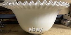 Vintage Fenton Milk Glass Silver Crest RARE HTF 15 X 7.5 Punch Bowl SEE PHOTO