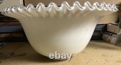 Vintage Fenton Milk Glass Silver Crest RARE HTF 15 X 7.5 Punch Bowl SEE PHOTO