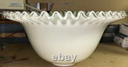 Vintage Fenton Milk Glass Silver Crest RARE HTF 15 X 7.5 Punch Bowl SEE PHOTO