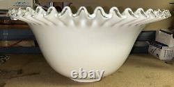 Vintage Fenton Milk Glass Silver Crest RARE HTF 15 X 7.5 Punch Bowl SEE PHOTO