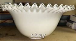 Vintage Fenton Milk Glass Silver Crest RARE HTF 15 X 7.5 Punch Bowl SEE PHOTO