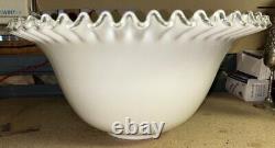 Vintage Fenton Milk Glass Silver Crest RARE HTF 15 X 7.5 Punch Bowl SEE PHOTO