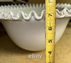 Vintage Fenton Milk Glass Silver Crest RARE HTF 15 X 7.5 Punch Bowl SEE PHOTO