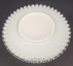 Vintage Fenton Milk Glass Silver Crest Salad Plates Set of Six 8.5 Ruffled Dish