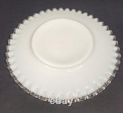 Vintage Fenton Milk Glass Silver Crest Salad Plates Set of Six 8.5 Ruffled Dish