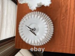 Vintage Fenton Milk Glass Silvercrest 3 Tier Tray & Compote Set