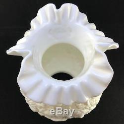 Vintage Fenton Milk Glass White Lamp Shade Poppy Pattern Large