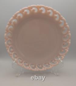 Vintage Fenton PINK Milk Scroll Lace Plate! Reverse C Border