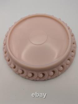 Vintage Fenton PINK Milk Scroll Lace Plate! Reverse C Border