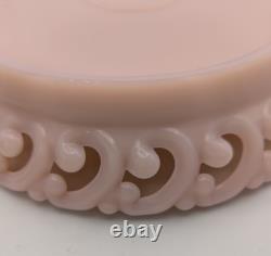 Vintage Fenton PINK Milk Scroll Lace Plate! Reverse C Border