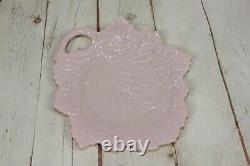 Vintage Fenton Pastel Pink Milk Glass Leaf Handheld Plate