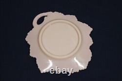 Vintage Fenton Pastel Pink Milk Glass Leaf Handheld Plate