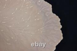 Vintage Fenton Pastel Pink Milk Glass Leaf Handheld Plate