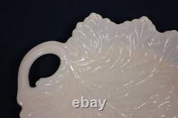 Vintage Fenton Pastel Pink Milk Glass Leaf Handheld Plate