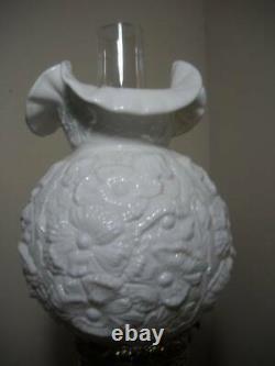 Vintage Fenton Poppy White Milk Glass GWTW Lamp 24 1/2 Excellent