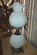 Vintage Fenton Puffy Poppy Milk Glass Hurricane Gone With The Wind Style Lamp