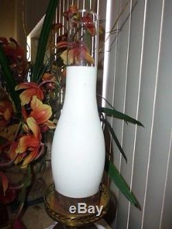Vintage Fenton Puffy Poppy Milk Glass Hurricane Gone With The Wind Style Lamp