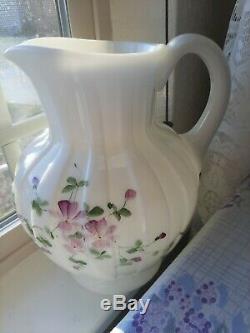 Vintage Fenton RARE Violets in the Snow 8 Pitcher, STUNNING! Made 2 years only