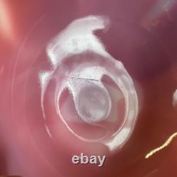 Vintage Fenton Rosalene Ogee Pink Milk Slag Glass Covered Candy Dish w Base Rose