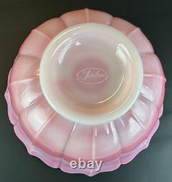 Vintage Fenton Rosalene Ogee Pink Milk Slag Glass Covered Candy Dish w Base Rose