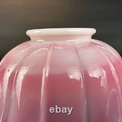 Vintage Fenton Rosalene Ogee Pink Milk Slag Glass Covered Candy Dish w Base Rose