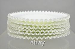 Vintage Fenton Silver Crest 12 Milk Glass Ruffled Edge Plate Platter Set of 6