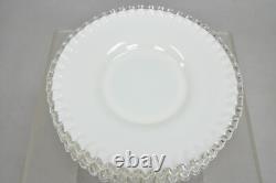 Vintage Fenton Silver Crest 12 Milk Glass Ruffled Edge Plate Platter Set of 6