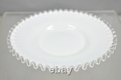 Vintage Fenton Silver Crest 12 Milk Glass Ruffled Edge Plate Platter Set of 6
