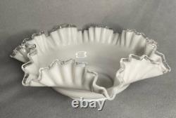 Vintage Fenton Silver Crest Milk Glass Double Crimped Large Bowl 12 x 4