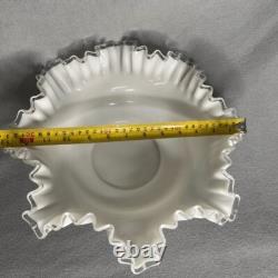 Vintage Fenton Silver Crest Milk Glass Double Crimped Large Bowl 12 x 4