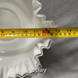 Vintage Fenton Silver Crest Milk Glass Double Crimped Large Bowl 12 x 4