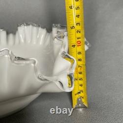 Vintage Fenton Silver Crest Milk Glass Double Crimped Large Bowl 12 x 4