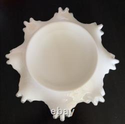Vintage Fenton Silver Crest Milk Glass Double Crimped Large Bowl 12 x 4