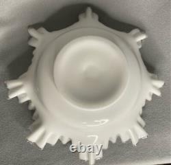 Vintage Fenton Silver Crest Milk Glass Double Crimped Large Bowl 12 x 4