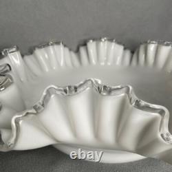 Vintage Fenton Silver Crest Milk Glass Double Crimped Large Bowl 12 x 4