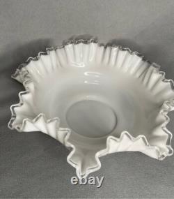 Vintage Fenton Silver Crest Milk Glass Double Crimped Large Bowl 12 x 4