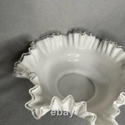 Vintage Fenton Silver Crest Milk Glass Double Crimped Large Bowl 12 x 4