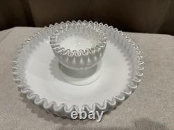Vintage Fenton Silver Crest Milk Glass Huge Platter & Bowl Perfect