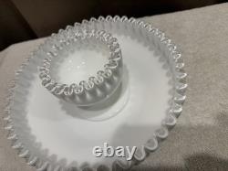 Vintage Fenton Silver Crest Milk Glass Huge Platter & Bowl Perfect