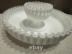 Vintage Fenton Silver Crest Milk Glass Huge Platter & Bowl Perfect