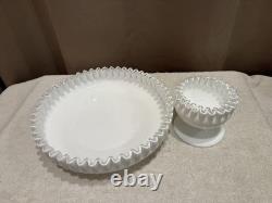 Vintage Fenton Silver Crest Milk Glass Huge Platter & Bowl Perfect