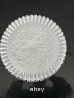 Vintage Fenton Silver Crest Spanish Lace Milk GlassCakeStand